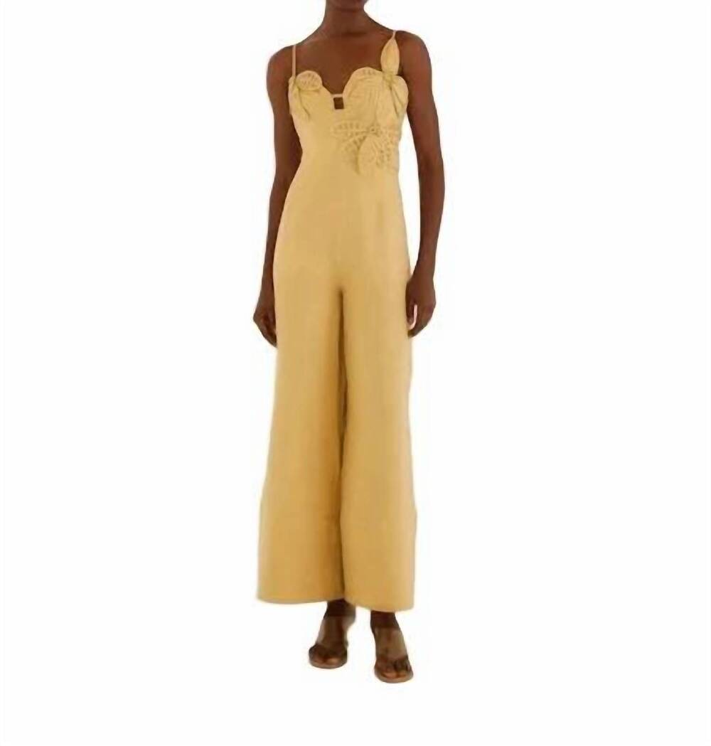NEW FARM RIO women's flowered jumpsuit in sand